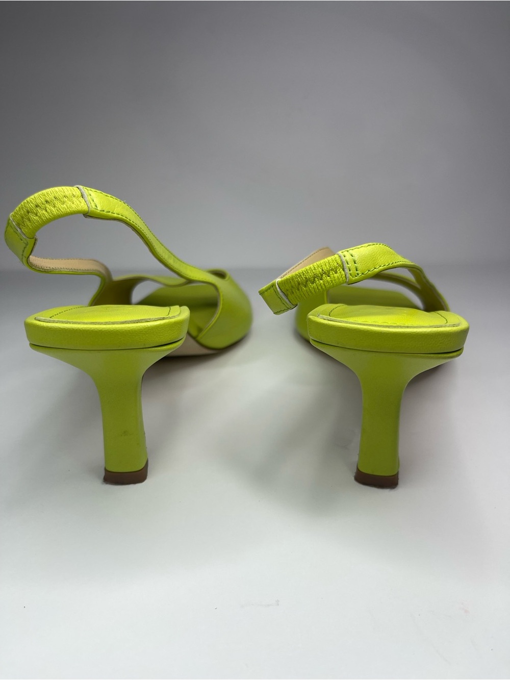 Aeyde Apple Green Juno Slingback Sandals Kitten Heel Square Toe size US 8.5 - Picture 3 of 9